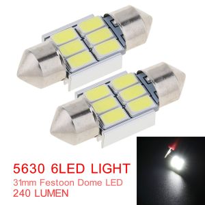 2pcs LED Car Interior Dome Light Bulbs 31mm 12V 5630 6 SMD Globe Au Canbus Festoon