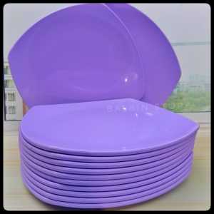 SATU LUSIN PIRING PRASMANAN MELAMIN WARNA UNGU LEBAR 23.CM BAHAN TEBAL FREE 1.PCS SENDOK