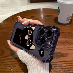 Hontinga Casing Case For Samsung Galaxy S25 S24 S23 Ultra Plus S25+ S24+ S23+ FE 5G Case Black Cat Color Luxury Chrome Plated Soft TPU Phone Case Shockproof Full Cover Anti Gores Rubber Cases Softcase For Girls