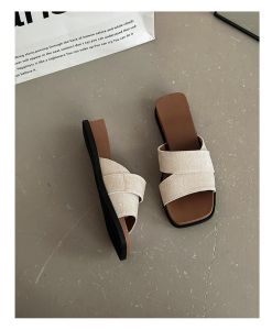 [Free Shipping] WomenS Summer Outdoor Wear 2026 New Style Thick-Soled Square-Toe Slip-On Sandals With Open-Toe Design Perfect For Pairing With Skirts And Beach Wear