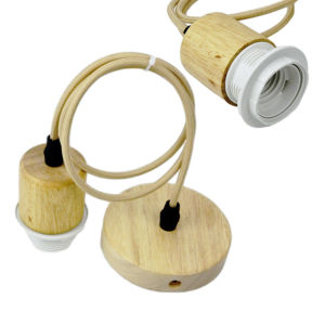 Wooden E27 Lamp Holder Hanging 1M/1.5M Cable Wire For Ceiling Chandelier Base Ceiling Pendant Light Fixture