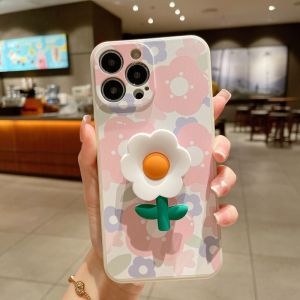 for Huawei Nova 9 8i 7i 5T 3i Y9a Y7a Y6p Y9 Prime Y7 Pro 2019 P30 Pro Y9S Painted Flower Stand Holder Soft Phone Case