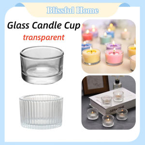 Clear Glass Candle Cup Holder Candle Cup Glass Container for Aromatherapy Wax Burning Table Jar Small Candle Empty Bottle