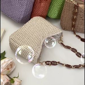 กระเป๋าใต้วงแขนกระเป๋าสานแบบสะพายขนาดเล็กของผู้หญิงทำด้วยมือกระเป๋าทรงสี่เหลี่ยมกระเป๋าสะพายไหล่วันหยุดพักผ่อนสำหรับวันหยุดชายหาด