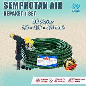 SELANG AIR + NOZZLE SEMPROTAN 20 METER (1/2-3/4-5/8) INCH / SELANG KUAT ANTI LUMUT TAMAN KEBUN PRAKTIS MENCUCI / COD