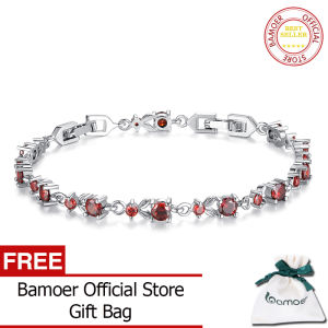 BAMOER จัดส่งฟรี5สีหรูหราเงินสร้อยข้อมือสร้อยข้อมือสำหรับสุภาพสตรี Shining AAA ลูกบาศก์คริสตัลเครื่องประดับ YIB026