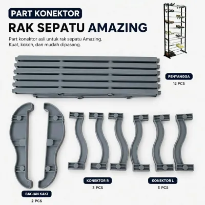 Sparepart Rak Sepatu Amazing / Konektor Rak Susun Original Abs Kuat Set Lengkap
