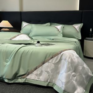 Bedding four-piece set light luxury washed ice silk embroidered summer quilt four-piece setsilky smooth air conditioner quilt cool quilt bed sheet bedding four-piece set (bed sheet * 1 air conditioner quilt * 1 pillowcase * 2)