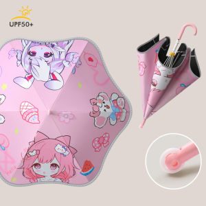 ร่มขนาดพกพา ร่มนักเรียน ลายการ์ตูนน่ารักๆ ด้ามยาว ร่มเด็กลายการ์ตูน หัวร่มมีล้อ ขนาด 69 X 5 cm โครงร่มแข็งแรง ด้ามจับมีความแข็งแรง ทนทาน