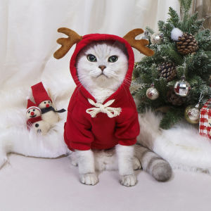 Quần áo Giáng sinh phổ biến dành cho chó và mèo   Áo hoodie hình sừng hươu đa năng trang phục sáng tạo dành cho mèo và nai sừng tấm. cos Quần Áo
