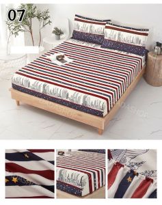 ชุดผ้าปูที่นอน ลาย07 พร้อมปลอกหมอน D1 ยางรัดรอบเตียง 360 องศา ขนาด 3.5ฟุต/5ฟุต/6ฟุต สูง10นิ้ว สวมใส่สบายไม่หลุดง่าย เข้ามุมไร้รอยต่อ