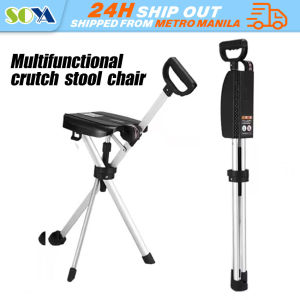 Outdoor Folding Crutch Chair Walking Seat Stick Elderly Portable Walking Cane Stool Walking Cane Tada Chair Strong Durable 110KG Load Bearing