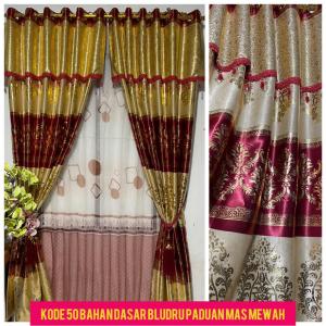 Gorden pintu/ gorden Jendela Floking mas Premium Mewah