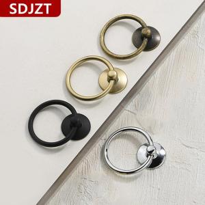 [COD] SDJZT ที่จับประตูเฟอร์นิเจอร์ห่วงทรงกลมสไตล์วินเทจ2ชิ้นมือจับลิ้นชักตู้อัลลอยสำหรับแต่งตัว