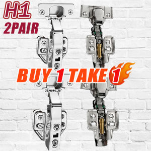 4pcs Stainless Steel Concealed Hinges Hydraulic Soft Close hinges for Cabinets and Wardrobes DIY - Hydraulic Automatic