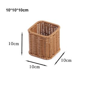 PRIMEPICKGLOBAL Hardness Rattan Wicker Woven Serving Baskets Household 7 Styles Drain Chopstick Fork Spoon Holder Handwoven Rattan Basket Restaurant Serving Tabletop Display