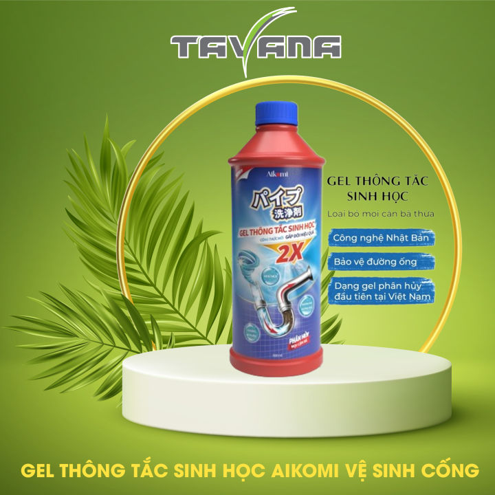 Gel thông tắc sinh học AIKOMI vệ sinh cống, làm sạch đường ống, chậu ...