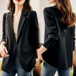 Plus Size M-4XL Minimalist blazer Jacket Plain Loose Suits Outwear Business Formal Work Suit