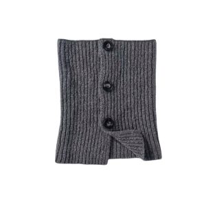 BLACKON Retro Design Knit Neck Warmer Split Collar Solid Color Button Knit Scarf Thermal Neck Guard Cozy Texture Winter Neck Gaiter Daily Commuting