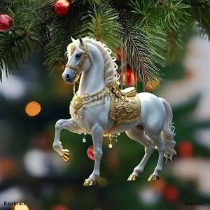 [COD] Bsuimki 2D Acrylic Horse Car Rearview Mirror Pendant Charm Christmas Tree Backpack Hanging Ornament Party New Year Decoration Hanging