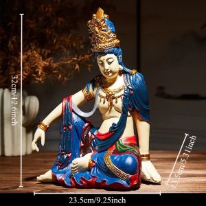 xpkQ Chinese Water Moon Self-contained Goddess of Mercy Ornament Resin Buddha Statue Sculpture Zen Inspired Home Decor K6R8Z