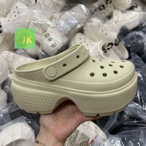 Dép sục cross Band Stomp Clog nữ đế cao 5cm  nhựa đi mưa hàng chuẩn chính hãng tặng 10 Jib màu đen