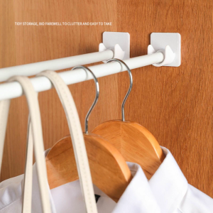2Pcs/Pair for Creative Shower Curtain Rod Holder Self Adhesive Telescopic Pole Support Sticker Punch-free Wall Hook Watering Can Hanger Rack Fixing Bracket