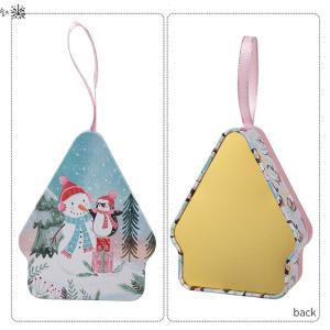 💓💖🧧🏮 กล่องใส่ของตกแต่งคริสต์มาสกล่องดีบุกพร้อมสายคล้องกล่องขนมบิสกิตที่เก็บเครื่องประดับงานปาร์ตี้โปรดปรานของตกแต่งต้นคริสต์มาส