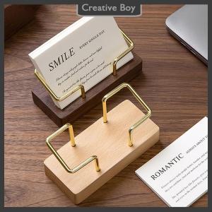 [Creative] Business Card Holder Organizer Office Desk Display Stand Memo Counter Accessories Tabletop Shelf Home Wooden Card Holder Storage