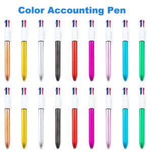 9Pcs DIY Accounting Pen Student 4Colors Refills Marking Pen UV Electroplated Ballpoint Pen School Office Teacher Stationery2026