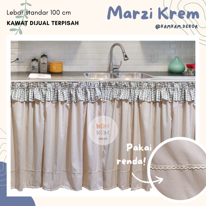 Gorden Kolong Dapur Minimalis - Tirai Kolong Dapur Renda - Hordeng Kolong Dapur Rimpel Pastel