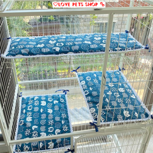 Thảm lót chuồng Chó Mèo có dây buộc 4 góc chống trượt bằng vải cotton xốp (mẫu mới) - Love pets shop