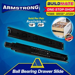 ARMSTRONG Ball Bearing Drawer Slide Guide 3 Fold Heavy Duty 18" 20" SOLD IN PAIRS •BUILDMATE•