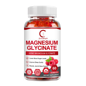 GPGP GreenPeople Magnesium Glycinate Gummies 400mg with L-Threonate 200mg - Sugar Free Magnesium Potassium Supplement with Vitamin D B6 CoQ10 for Cognitive Function Calm Mood & Sleep Support - 60 Raspberry Gummies