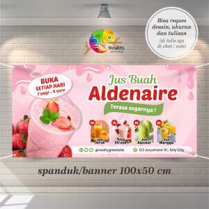 Cetak Spanduk Banner Merah muda segar minimalis jualan jus buah