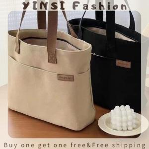 YINSI New Canvas Tote Bags For Women Large Capacity Single Shoulder Bag Student Classes Commute Carrying Bag Ladies Casual Handbags