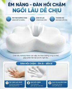 Đệm Ngồi Memory Foam Công Thái Học Chữ W - Đệm Ghế Văn Phòng Ghế Ô Tô - Đệm Lót Ghế Êm Ái Thoáng Khí Chống Trượt