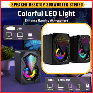 Speaker Komputer Desktop Stereo Subwoofer Dengan Lampu - 6W USB