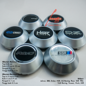 DOP VELG TOPI 6.8 CM 6.5 CM KAKI 6 CM 6.2 CM ADVAN ENKEI HSR OZ RAYS SSR TRD VOLK VOSSEN WORK XXR