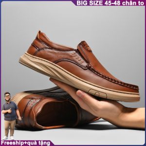 Shop bán giày mọi da thật giày lười big size cỡ lớn 45 46 47 48 cho nam chân to. Wide slip-on shoes for fat feet.