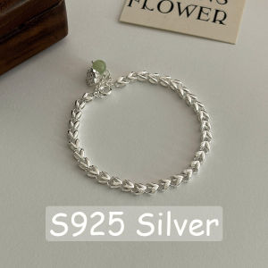 Original 100% S925 sterling silver heart shaped Hotan Jade opal bracelet