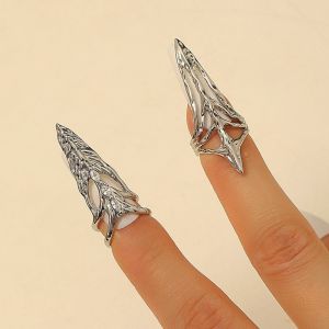 THANKSKY Thanh lịch Nhẫn Gothic Phong cách máy móc Kim loại Nhẫn đeo móng tay Thời trang Phong cách Rock Trang sức phong cách Punk Metal