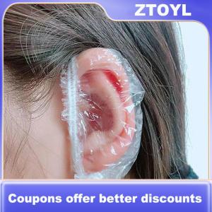 【ZTOYL】 100pcs Disposable Earmuff Stransparent Waterproof Earmuffs Hair Dye Perm Color Plastic Earmuffs