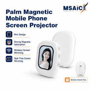 MSAIC Magsafe Palm Magnetic Mobile Phone Selfie Screen Projector With Remote Control Mini Design Wireless 760mAh