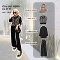 Rhea One set hijab (4 in 1) premium baju set wanita ootd vest jenny kemeja kulot highwaist korean style setelan wanita remaja ulzzang INT-001. 