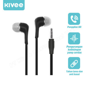 KIVEE Earphone asli Antarmuka 3.5mm Headset Music Super Extra Bass Handsfree Earphone Mini Earbuds In Ear Cocok untuk Apple/Samsung/Xiaomi/HTC Nokia dan produk digital antarmuka 35 lainnya HIFI High-definition Speaker Satu Klik untuk Berbicara Penguranga