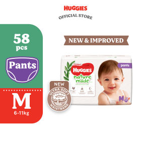 Huggies Naturemade Pants Diapers M58s (1 pack) - No harmful chemicals super premium diapers for baby