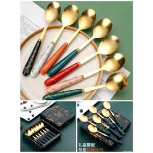 Sendok Makan SET isi 6 pcs Sultan Marbel Gold Sendok Makan