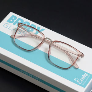 Gọng kính cận nhựa dẻo mắt vuông trong suốt Braby Glasses thiết kế cầu kính kim loại mới lạ ấn tượng MK30