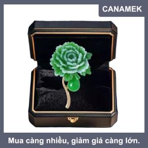 【CANAMEK】 Thời Trang Tinh Tế Màu Xanh Lá Cây Hoa Mẫu Đơn Hoa Trâm Cho Phụ Nữ Cô Gái Cổ Điển Chống-Trượt Pins Đa Năng Corsage Quần Áo Phụ Kiện Quà Tặng